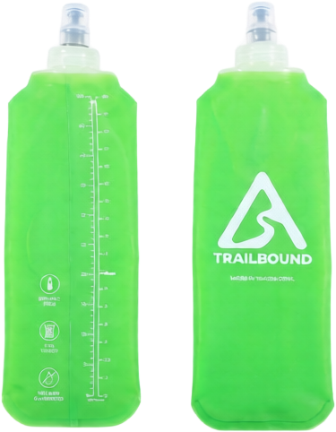 2x 500ml Trailbound neon green soft flasks